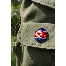 Kuzey Kore North Korea Abstract Ülke Bayraklı Buton Rozet - 44 MM 5 Adet Çok Renkli