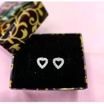 Oriental Kuyumculuk Jewellery Taşlı Gümüş Kalp Küpe Gümüş