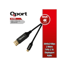 Qport Q-Thd Type-C To Dp 60Hz 4K 2Mt Çevirici Kablo