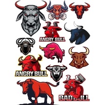 Boğa Sticker Set-9 16 Parça Telefon, Tablet, Defter, Laptop Sticker