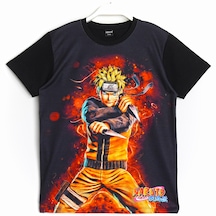 3D Baskılı Anime Naruto Uzumaki Çocuk Yetişkin Siyah T-Shirt
