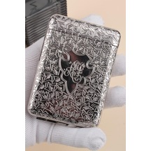İşlemeli Retro Tasarım Metal Sigara Tabakası Gümüş Renk 23bm923ksr03 - 512923532