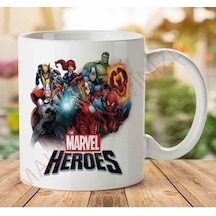 1-1135 Marvel Kahramanlar İki Tarafı Baskılı Kupa Bardak.jpg Çok Renkli