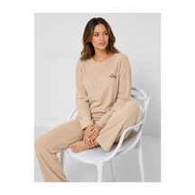 Pemilo Kadın 1250-4 Seul Raporlu Pijama Takımı VİZON