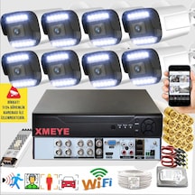 8 Li Araç İnsan Yüz Tanımalı Hareket Algılayan 5 Mp Lens 12 Warm Led Gece Renkli Kamera Seti 3312w