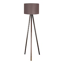 3 Ayaklı Lambader Silindir Kumaş Başlık Mdf Ayak Kahve Ly539