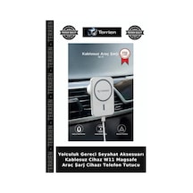 Yolculuk Gereci Seyahat Aksesuarı Kablosuz Cihaz W11 Magsafe Araç Şarj Cihazı Telefon Tutucu