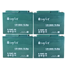 Safir Jel Akü 12 V - 58+ Ah 16.5kg 60 - 80 Ah Uyumlu - 4'lü Set