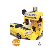 Bumblebee Robot Araba Pilli 25 Cm - Işıklı Ve Sesli, Çocuklar İçin Eğlenceli Transformer Sarı