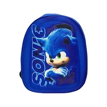 Kreş & Anaokulu Çocuk Sırt Çantası Kirpi Sonic Karakter 3-6 Yaş 5d Kabartmalı Kumaş Okul Çantası 30cm