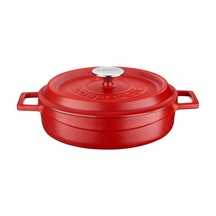 Lava Metal Spring Serisi - Döküm Çok Amaçlı Tencere, Yuvarlak, 24 Cm, Mat, Parlak Siyah Taban, Kırmızı 0