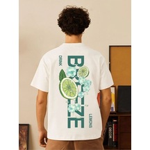 Flood Of Style Erkek Beyaz Breeze Bisiklet Yaka Tshirt