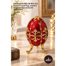 2 Adet Taşlı Yumurta Dekoratif Obje Taş İşlemeli 9x5 Cm Mini Süs Eşyası Crystal Egg Jeweled Ornament Şık Hediyelik
