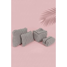 Gri Teddy 4 Lü Makyaj & Aksesuar Çanta Seti