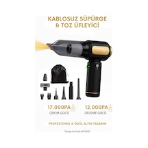 Vooka Araç İçi Süpürge & Üfleme 17.000 Pa Güçlü Çekim 12.000 Pa Üfleme 3 Kademeli,6000 Mah Batarya
