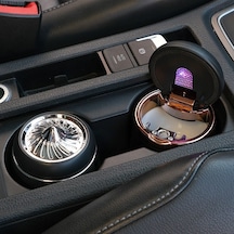 Premium Lüks Gümüş Araç İçi Küllük - Işıklı Otomatik Kapaklı - 1 Adet