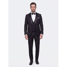 Siyah 6 Drop Slim Fit Yelekli Damatlık