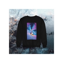 Stil X Yeni Yıl Baskılı Kız Çocuk Sweatshırt, Chrıstmas Temalı Siyah-4