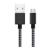 Diwu Micro Usb Örgülü Yüksek Hızlı Şarj Kablosu Siyah