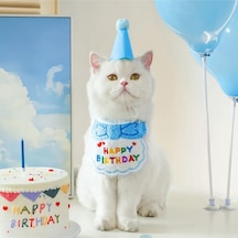 Kedi Ve Köpek İçin Şapka Ve Önlüklü Doğum Günü Kutlama Kostümü