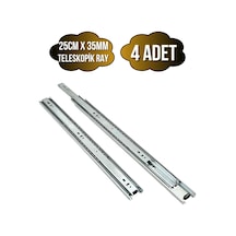 Teleskobik 35mm Çekmece Ray Bilyeli Mobilya Dolap Rayı 25cm 35mm 4 Takım Krom Çok Renkli