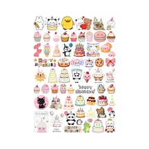 62 Parça Doğum Günü Çıkartma Seti Laptop, Telefon Kılıfı, Scrapbook, Planlayıcı Ve Defter Sticker Seti, Etiket Çok Renkli