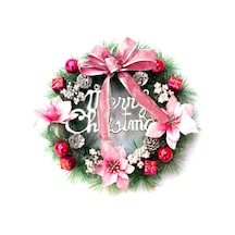 Jeemson 30cm Pembe Noel Yastığı, 3m 30 Led Işıklı, Pvc, Otel-mağaza Dekorasyonu, Kapı-pencere Asısı