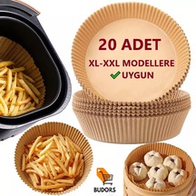 BuDorS Büyük Boy Fritöz Pişirme Kağıdı XL-XXL  Uygun Air Fryer Tüm Markalara Uygun 20 Adet