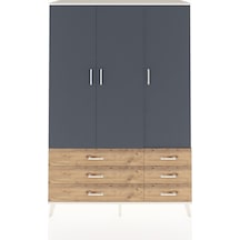 Hyperion Dolap 5 Raflı 6 Çekmeceli Tek Askılı 132x44x195 Aytaşı-antrasit/çam Antrasıt/atlas Çam