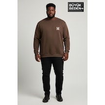 Süperlife Erkek Büyük Beden M Baskılı Bisiklet Yaka İnce Sweatshirt Spr26bsw956-13 Kahverengi