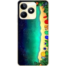 Realme C53 Uyumlu Tatil Kumsal Gecesi Baskılı Silikon Kılıf Renkli