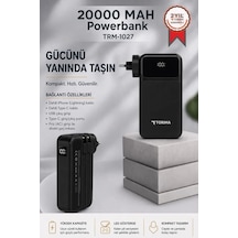 Delux Serisi Batarya Yedek Günlük 20000 Mah Powerbank Trm-1027 Siyah 22,5w Çok Renkli