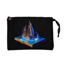 Burj Al Arab Dubai View Book Siyah Clutch Astarlı Cüzdan / El Çantası