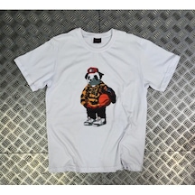 Stoned&Fame Panda Baskılı T-shirt Beyaz
