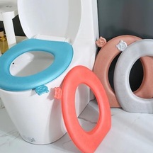 Novahub Gri Tuvalet Silikon Pedi Tuvalet Pedi Dört Mevsim Evrensel Ev Su Geçirmez Tuvalet Pedi Kalınlaşmış Sıcak Yıkanabilir Klozet Kapağı Gri