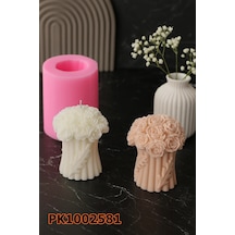 Pk1002581 - Silikon Kalıp Mum Kalıbı Gül Buketi