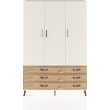 Arges Dolap 5 Raflı 6 Çekmeceli Tek Askılı 132x30x195 Aytaşı-aytaşı/çam Aytası/atlas Çam