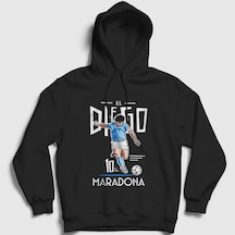 Presmono Unisex Futbol Sut Maradona Kapüşonlu Sweatshirt Siyah