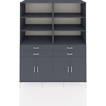 Kronos Gardrop 8 Raflı 4 Çekmeceli 4 Kapaklı 176x59x221 Antrasit-antrasit Antrasit