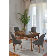 80x170cm Mutfak Masası Takımı 4 Kişilik Açılır Masa Sandalye Takımı - Ceviz Masa - Antrasit Ceviz - Antrasit