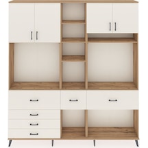 Arges Dolap 11 Raflı 6 Çekmeceli 4 Kapaklı 220x30x243 Çam-aytaşı/aytaşı Aytası/aytası