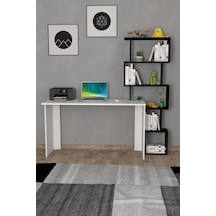 Moonlife Yakamoz Kitaplıklı Çalışma Masası Beyaz Siyah
