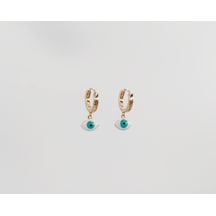 18k Rose Gold Plated Mini Eyes Hoop Küpe Gold