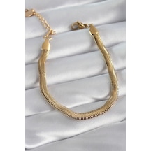 Ezoconcept 316l Çelik Gold Renk Kalın İtalyan Zincir Model Kadın Bileklik Çok Renkli