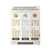 Lüks Saat Rakam Seti Gold, Gümüş Pleksi & Ahşap Modellere Özel - 3 Cm Ve 5 Cm Kendin Yap Saat Rakamları 6'lı Set