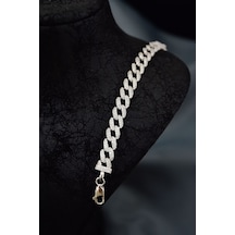 Papatya Silver 925 Ayar Gümüş Rodyum Kaplama Zirkon Taşlı Gurmet Zincir Bileklik
