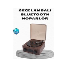 Gece Lambası Bluetooth Hoparlör Dijital Saat Çok Fonksiyonlu Su Dalgası Işıklı - Lisinya Kahverengi
