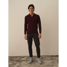 Xint Pamuklu Polo Yaka Regular Fit Basic Kazak 24ke00801743-35 Bordo