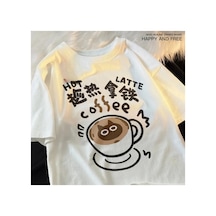 Tarzsokak Beyaz Sıcak Latte Kahve Kedi Komedi Bahar Kedi Omuz Damla Japon Tarzı Çift
