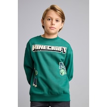 Defacto Minecraft Bisiklet Yaka İçi Yumuşak Tüylü Kalın Sweatshirt Erkek Çocuk I3062a826wngn651 Yeşil-gn651